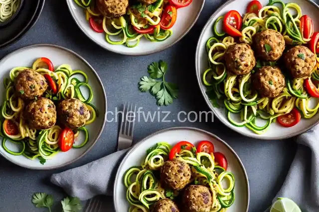 Healthy Air Fryer Turkey Meatballs with Zoodles