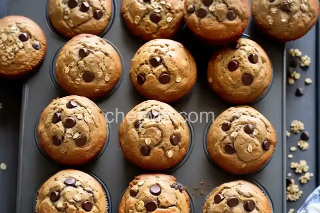 Healthy Banana Chocolate Chip Oat Muffins