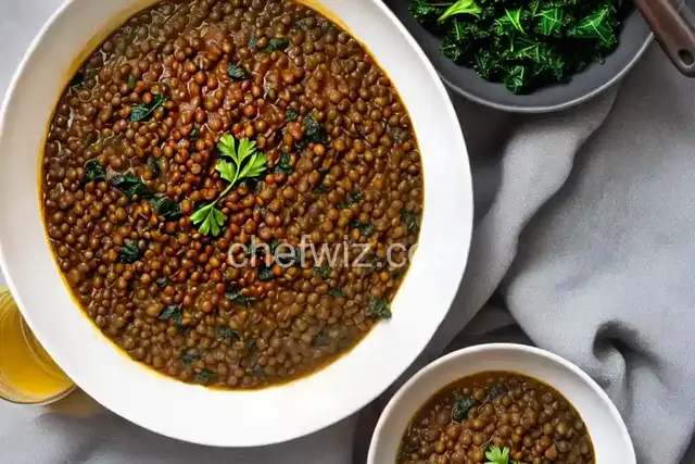 Healthy Braised Lentils with Kale