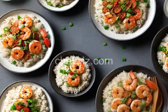 Healthy Rice Cooker Garlic Shrimp with Chorizo