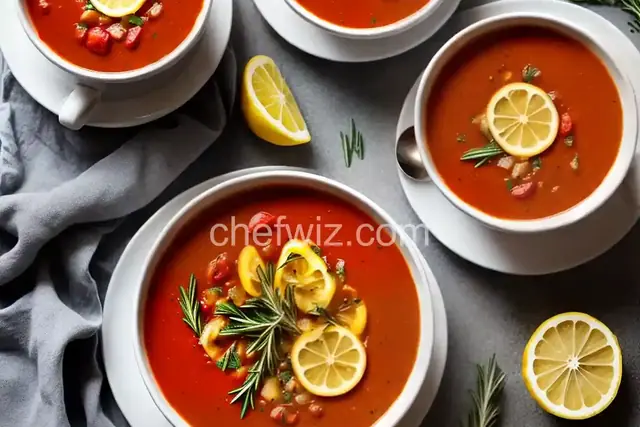 Hearty Tomato Soup with Lemon and Rosemary