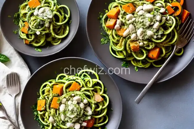 Heather’s Zucchini Noodles with Basil-Pumpkin Seed Pesto