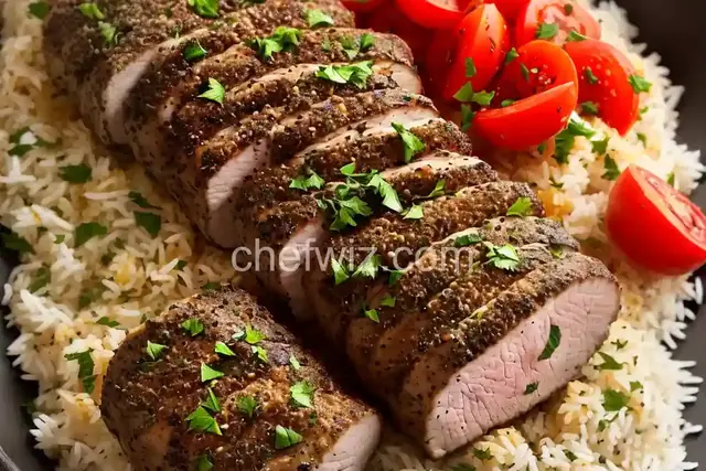 Herb-Crusted Pork Tenderloin with Tomato Rice
