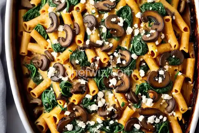 Herby Spinach and Mushroom Baked Ziti
