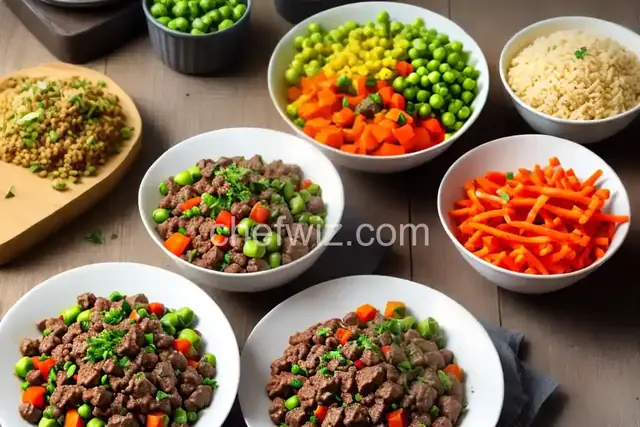 Homemade Dog Food with Meat and Vegetables