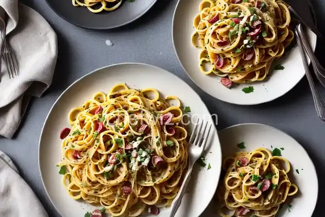 Homemade Pici Pasta with Carbonara Sauce