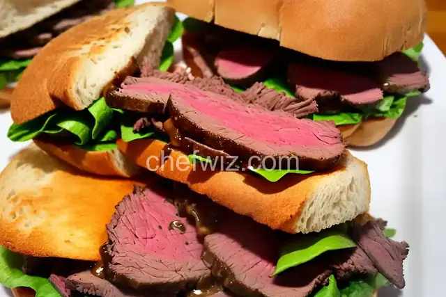 Homemade Roast Beef Sandwich Au Jus