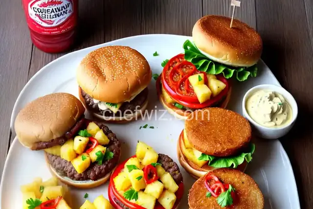 Hot Hawaiian Burgers (Spam, Pineapple, Swiss, and Sriracha Mayo) Recipe