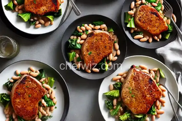 Hot Honey Pork Chops With Escarole and White Beans