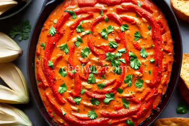 Hot Roasted Red Pepper and Artichoke Dip