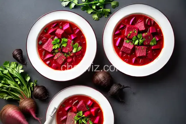 Hot Ukrainian Borscht Recipe (With Beets, Beef, Pork, and More)