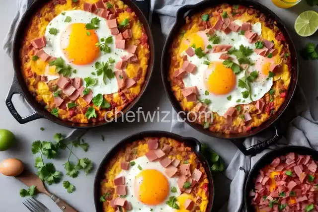 Huevos Rancheros Brunch Casserole with Ham and Cheese