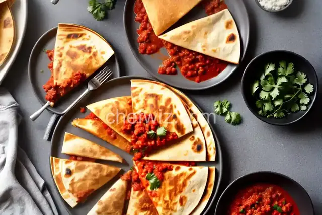Italian Sausage Quesadillas with Spicy Tomato Sauce