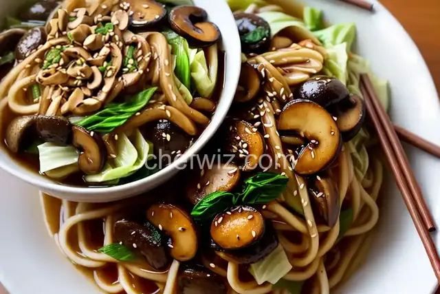 Japanese Udon With Mushroom-Soy Broth, Stir-Fried Mushrooms, and Cabbage (Vegan) Recipe