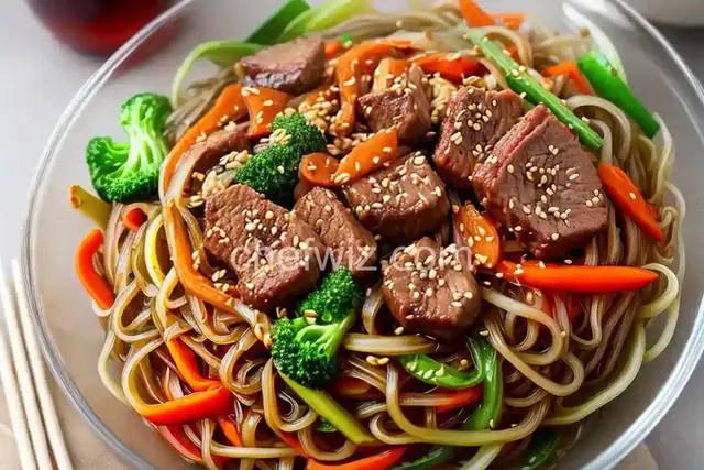 Japchae (Korean Glass Noodles With Pork and Vegetables) Recipe