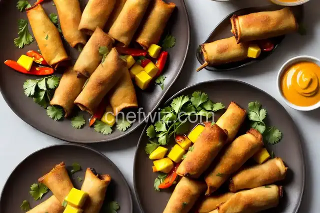 Jerk Chicken Egg Rolls with Mango-Habanero Sauce