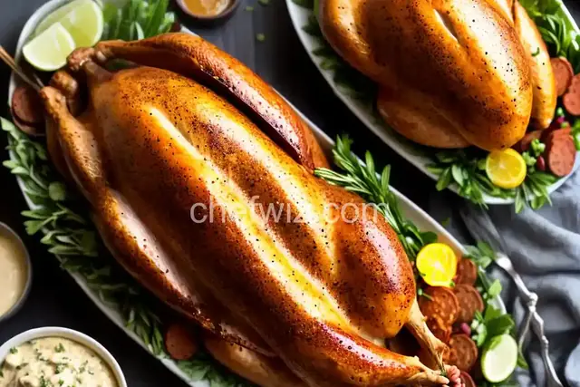 Jerk Roasted Turkey with Cornbread-Andouille Dressing