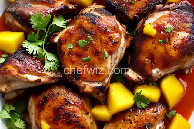 Jerk Rubbed Chicken Thighs with Home-Made Mango-Habanero Hot Sauce
