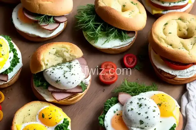 Jersey Ham, Egg, Bagel and Herb Cream Cheese Breakfast Sandwich