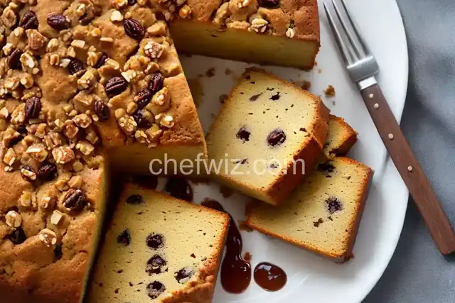 Jim's Apple Raisin Pound Cake with Praline Glaze