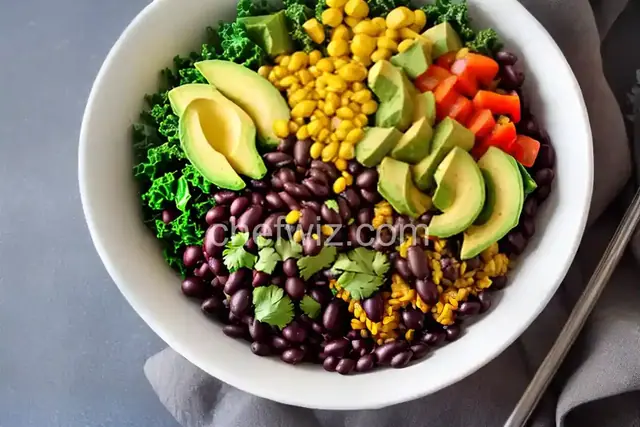 Kale, Black Bean & Avocado Burrito Bowl