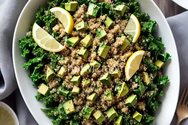 Kale, Quinoa, and Avocado Salad with Lemon Dijon Vinaigrette