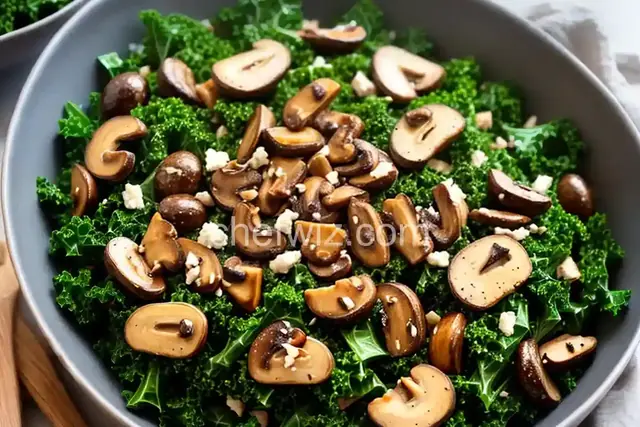Kale Salad With Roasted Tempeh and Mushrooms