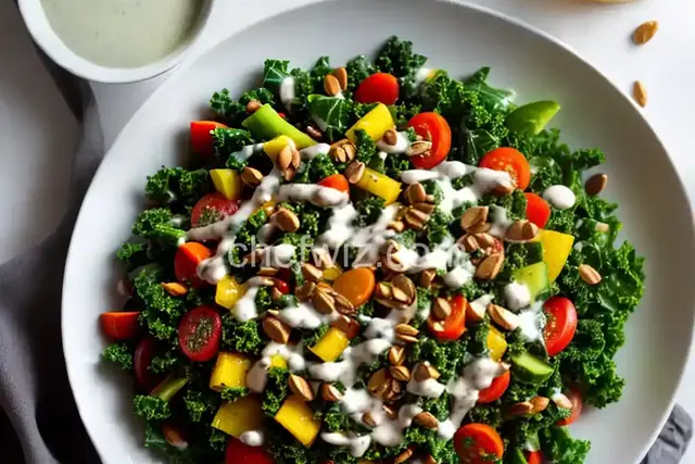 Kale Salad with Vegetables and Tahini Dressing