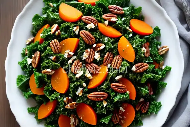 Kale and Persimmon Salad with Pecan Vinaigrette