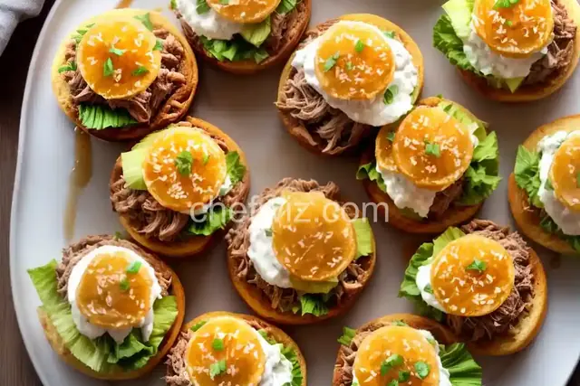Kalua Pork Sliders with Pineapple Ginger Drizzle