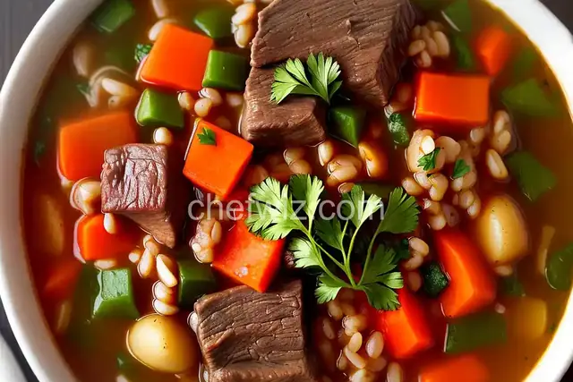 Kelly's Slow Cooker Beef, Mushroom, and Barley Soup