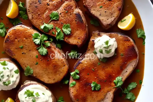 Keto Pork Chops with Garlicky Cream Sauce