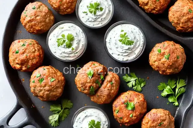 Keto Turkey Meatballs with Sour Cream-Horseradish Dip