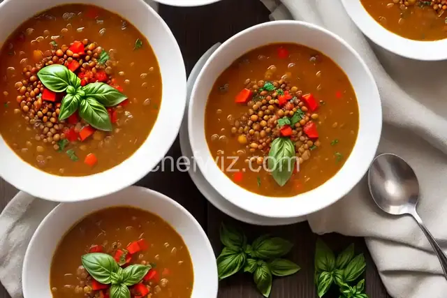 Kielbasa and Lentil Soup with Lots of Basil