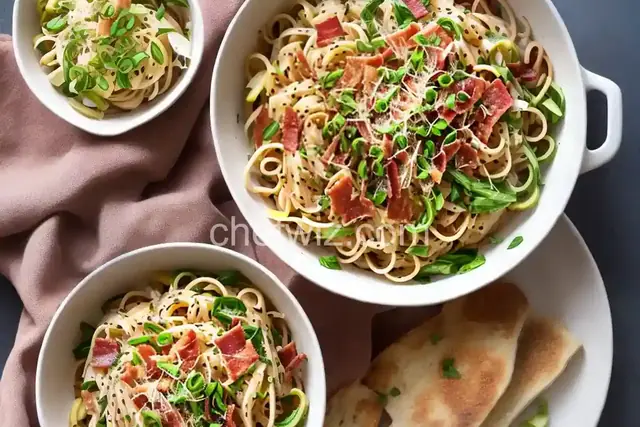 Kohlrabi Noodles with Bacon and Parmesan