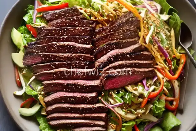 Korean Barbecued Flank Steak on Hot and Sour Slaw Salad