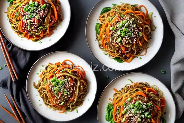 Korean Sweet Potato Noodles (Japchae)