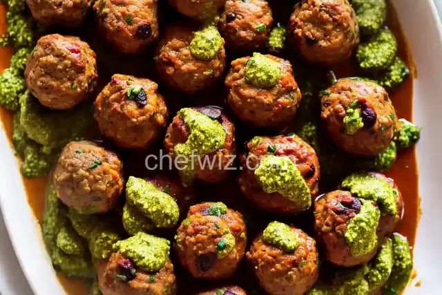 Lamb Meatballs with Raisin Pesto