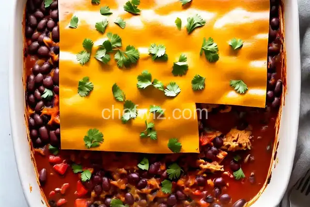 Layered Chicken and Black Bean Enchilada Casserole