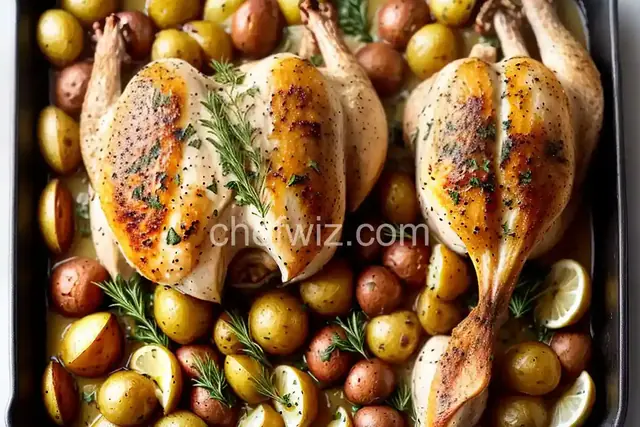 Lemon And Herb Roasted Chicken With Baby Potatoes