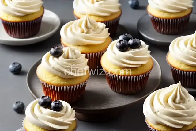 Lemon Cupcakes with Blueberry Compote Filling and Cream Cheese Frosting