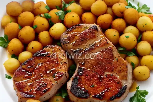 Lemon Garlic Pork Chops with Parmesan Tater Tots