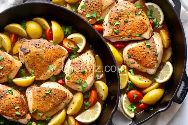 Lemon-Garlic Skillet Chicken and Potatoes