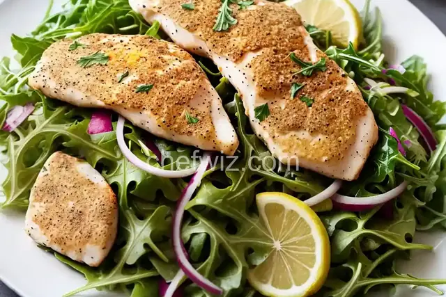 Lemon Parmesan Chicken with Arugula Salad Topping