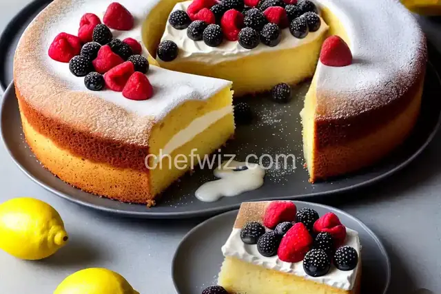 Lemon Pudding Cake with Fresh Mixed Berries