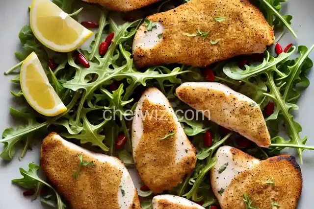 Lemon and Pepper Marinated Chicken Cutlets with Arugula