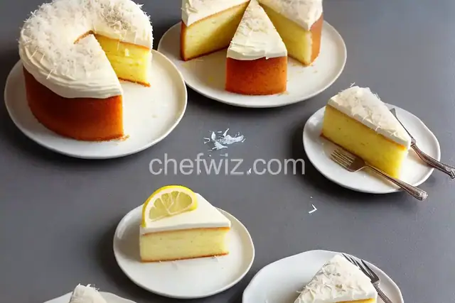 Lemon cake with white chocolate and coconut ganache
