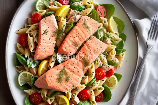Lemony Dill Salmon Pasta Salad