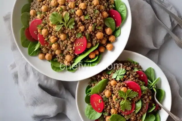 Lemony Lentil and Chickpea Salad with Radish and Herbs