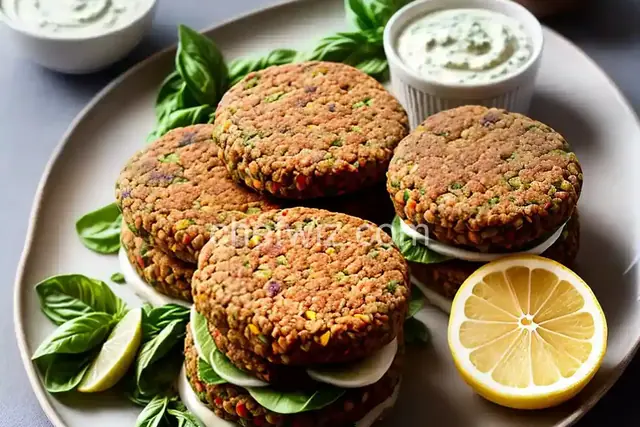 Lentil Burgers with Lemon-Basil Mayonnaise
